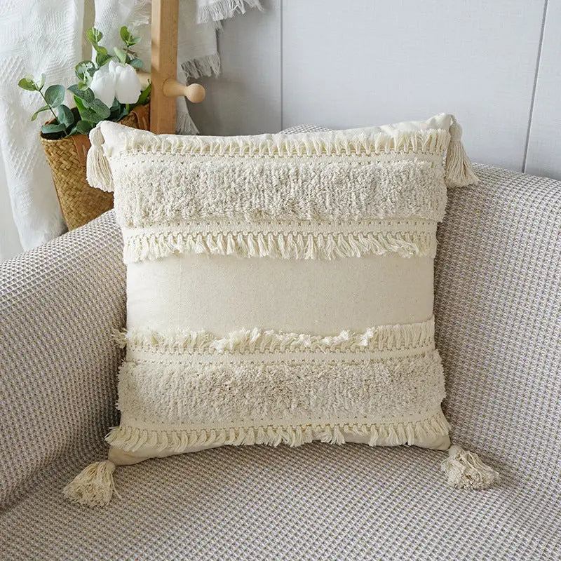 Decoratieve Kussen met Textuurpatroon en Franje