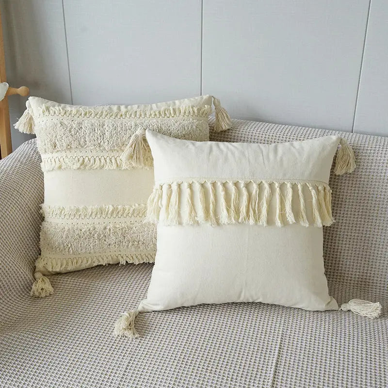 Decoratieve Kussen met Textuurpatroon en Franje