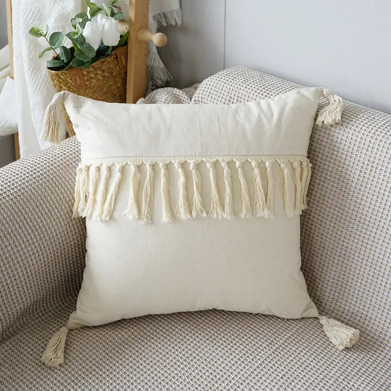 Decoratieve Kussen met Textuurpatroon en Franje