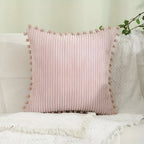 Katoenen Kussenhoes met Pom Poms