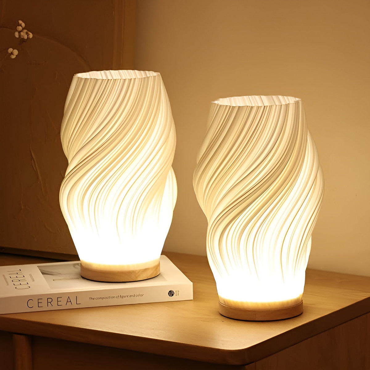DreamWave - Moderne crèmekleurige 3D golf lamp met elegant metalen frame