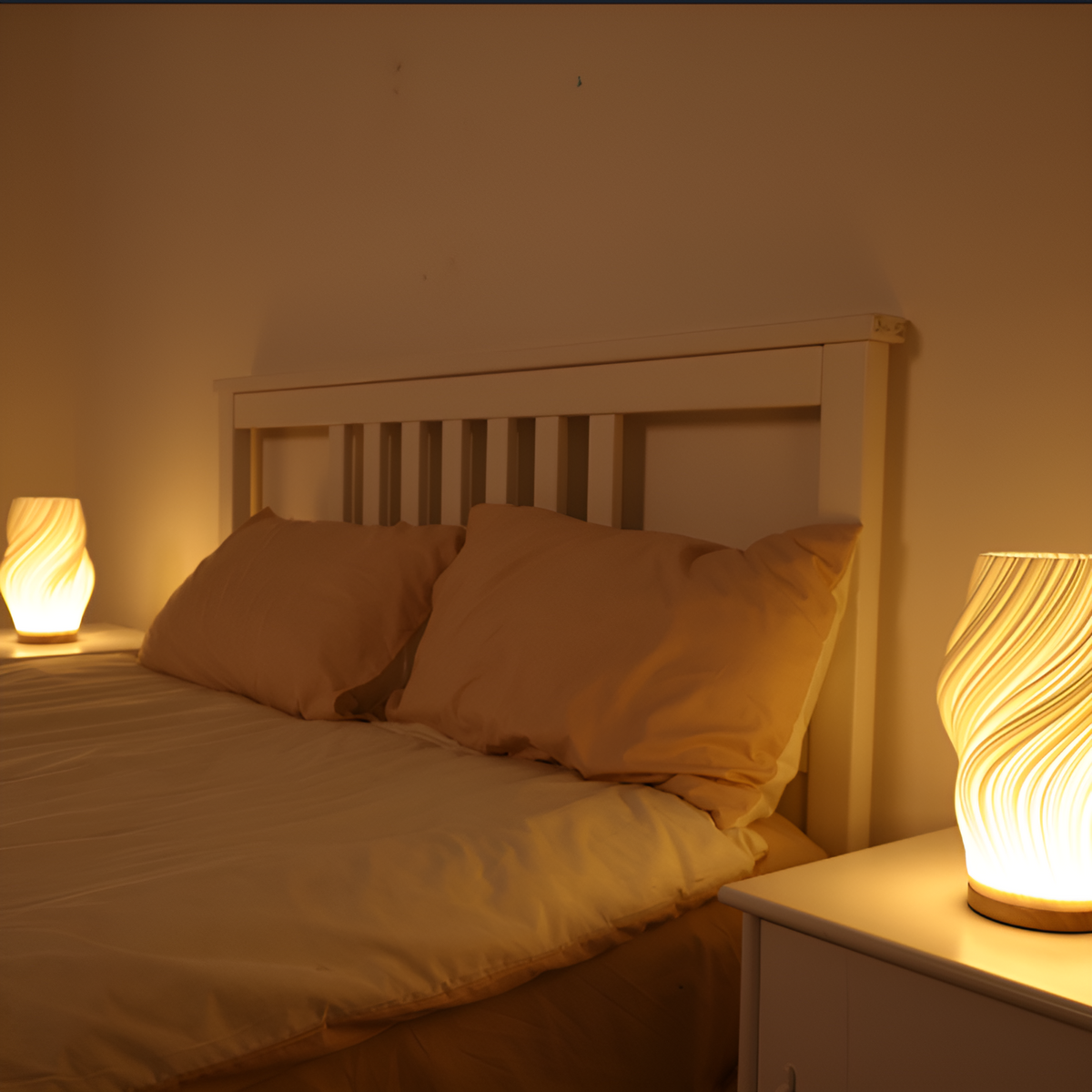 DreamWave - Moderne crèmekleurige 3D golf lamp met elegant metalen frame