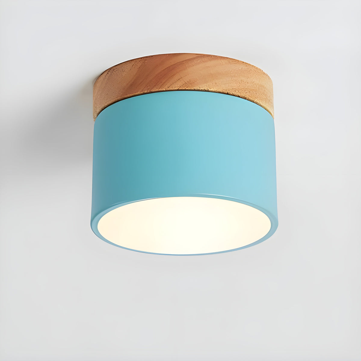 LED plafondlamp in cilinder vorm – Warm licht in vintage industriële stijl | Met decoratief houten element