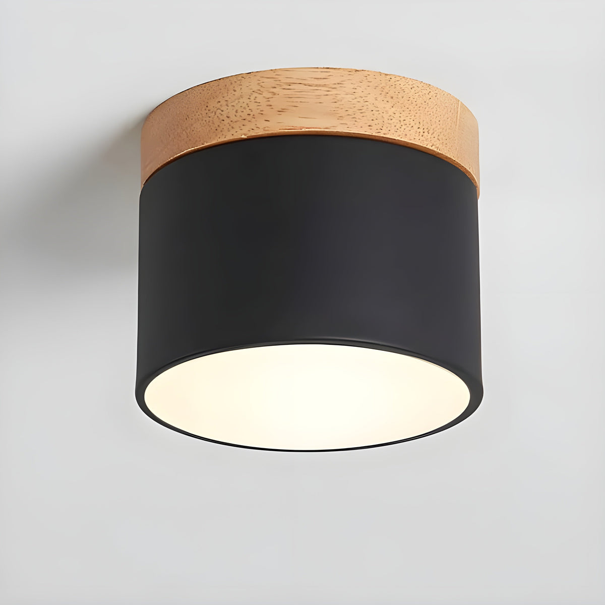LED plafondlamp in cilinder vorm – Warm licht in vintage industriële stijl | Met decoratief houten element