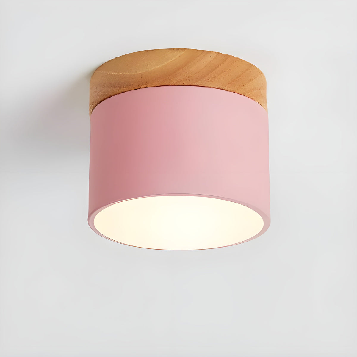LED plafondlamp in cilinder vorm – Warm licht in vintage industriële stijl | Met decoratief houten element