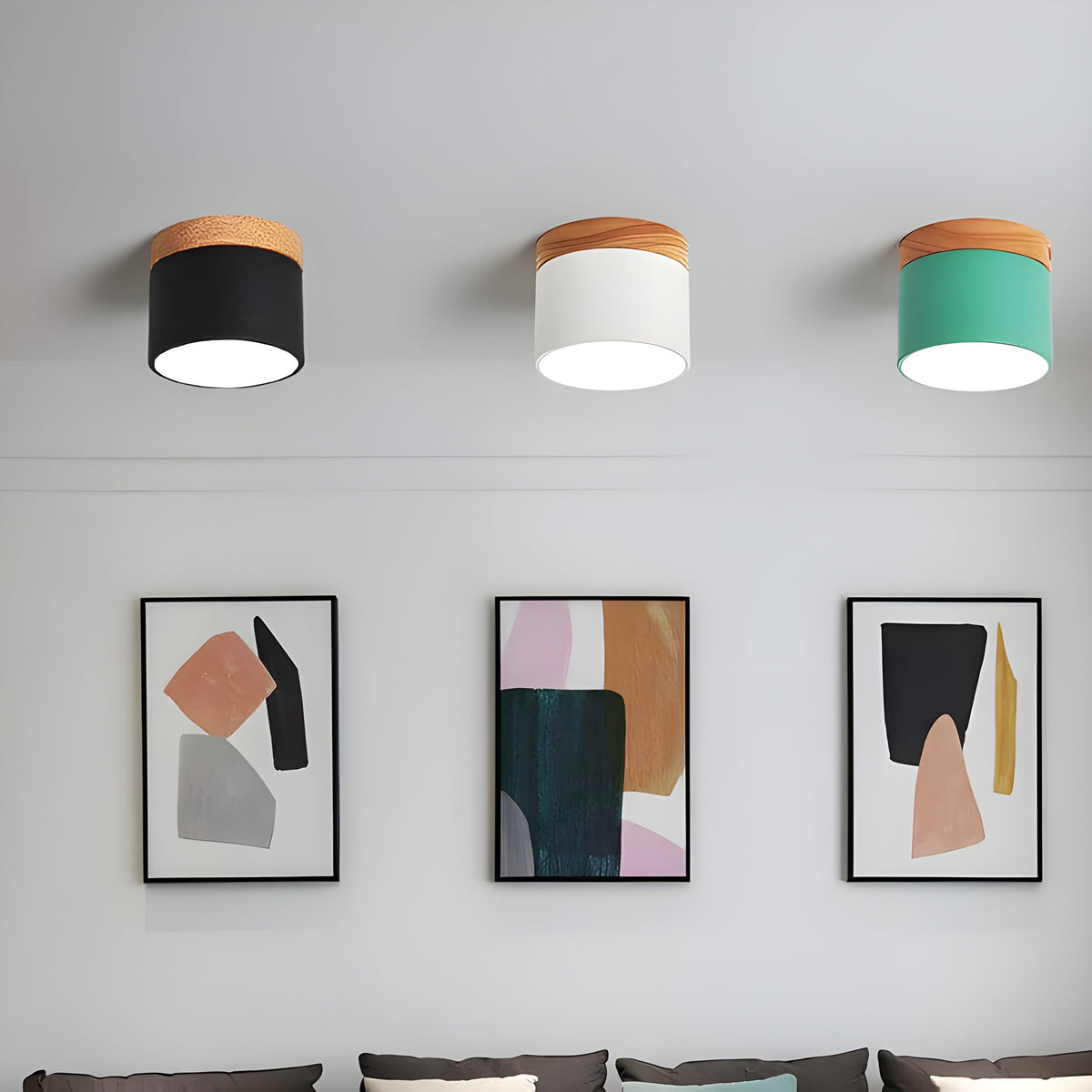 LED plafondlamp in cilinder vorm – Warm licht in vintage industriële stijl | Met decoratief houten element