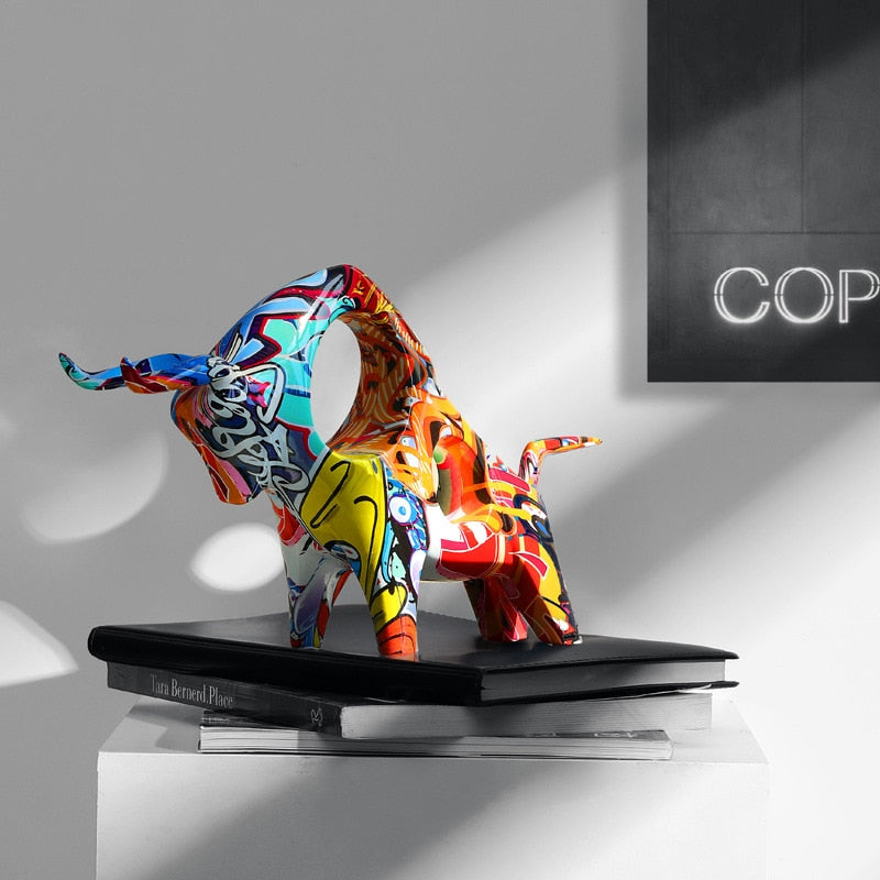 Kunst Kleurvolle Stier Sculptuur