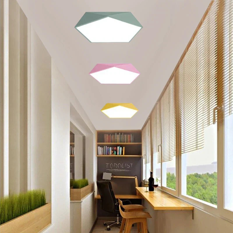 Pentagon LED Plafondlamp Macaron voor Moderne Kinderkamer – Designer Plafondlamp