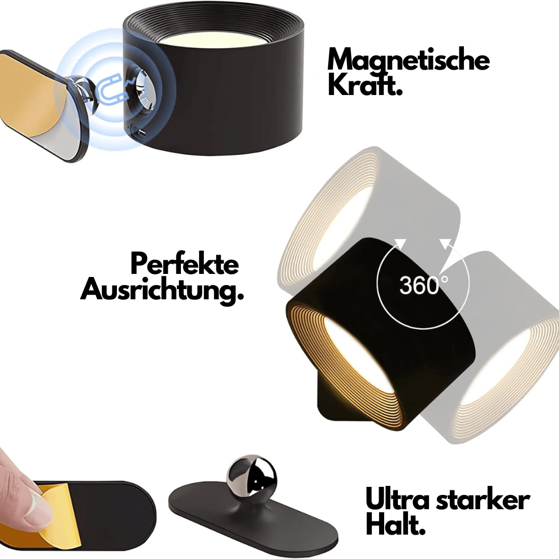 360° draadloze oplaadbare wandlamp | Veelzijdige LED-verlichtingsoplossing