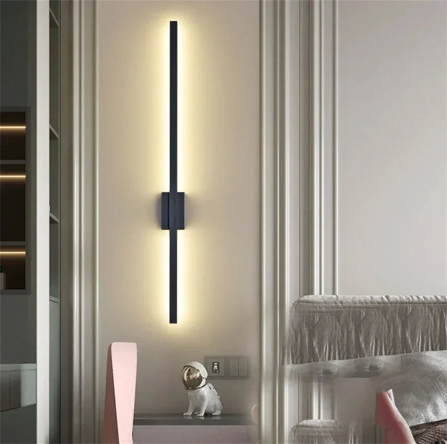 Industriële Minimalistische Lange LED IJzeren Wandlampen voor hedendaagse woonkamerdecoratie en stijlvolle verlichting