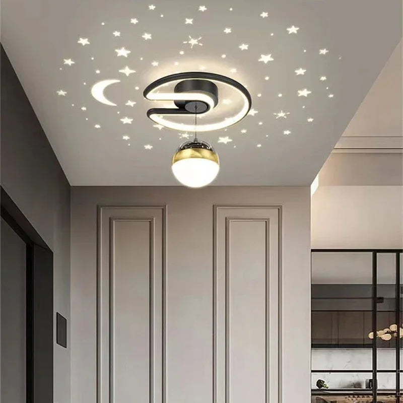 LED plafondlamp met sterrenhemel - Modern kroonluchterontwerp voor kinderkamer en woonkamer