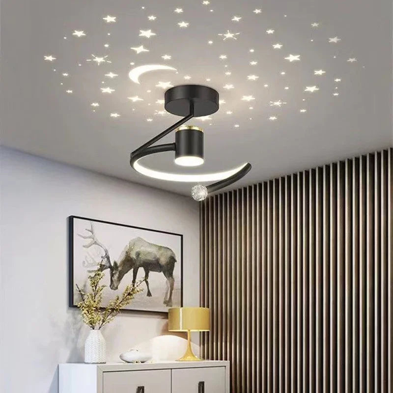 LED plafondlamp met sterrenhemel - Modern kroonluchterontwerp voor kinderkamer en woonkamer