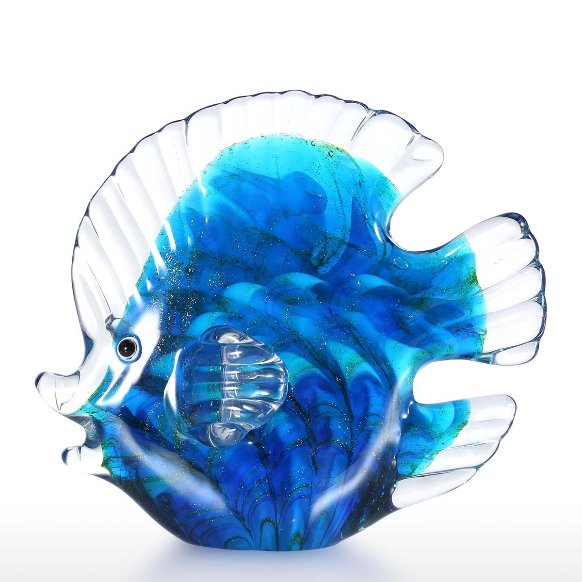 Meerkleurige Pois Tropische Vis Delicate Glazen Sculptuur Elegante Appartementdecoratie Glazen Vis Fijne Ruimte Appartementdecoratie Ambacht