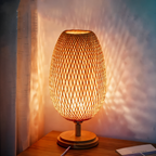 NatureHue Vintage Bamboe Tafellamp Creatieve Geweven Rieten Bureau Lamp