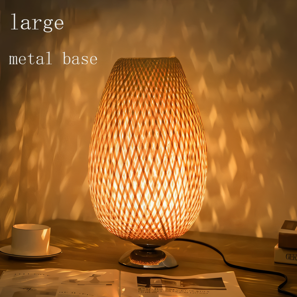 NatureHue Vintage Bamboe Tafellamp Creatieve Geweven Rieten Bureau Lamp