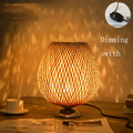 NatureHue Vintage Bamboe Tafellamp Creatieve Geweven Rieten Bureau Lamp