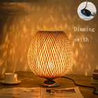 NatureHue Vintage Bamboe Tafellamp Creatieve Geweven Rieten Bureau Lamp