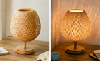 NatureHue Vintage Bamboe Tafellamp Creatieve Geweven Rieten Bureau Lamp