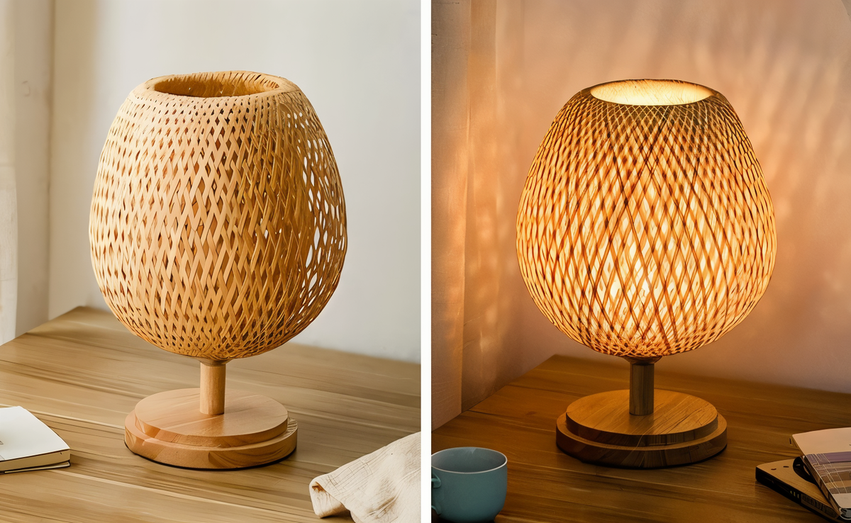 NatureHue Vintage Bamboe Tafellamp Creatieve Geweven Rieten Bureau Lamp