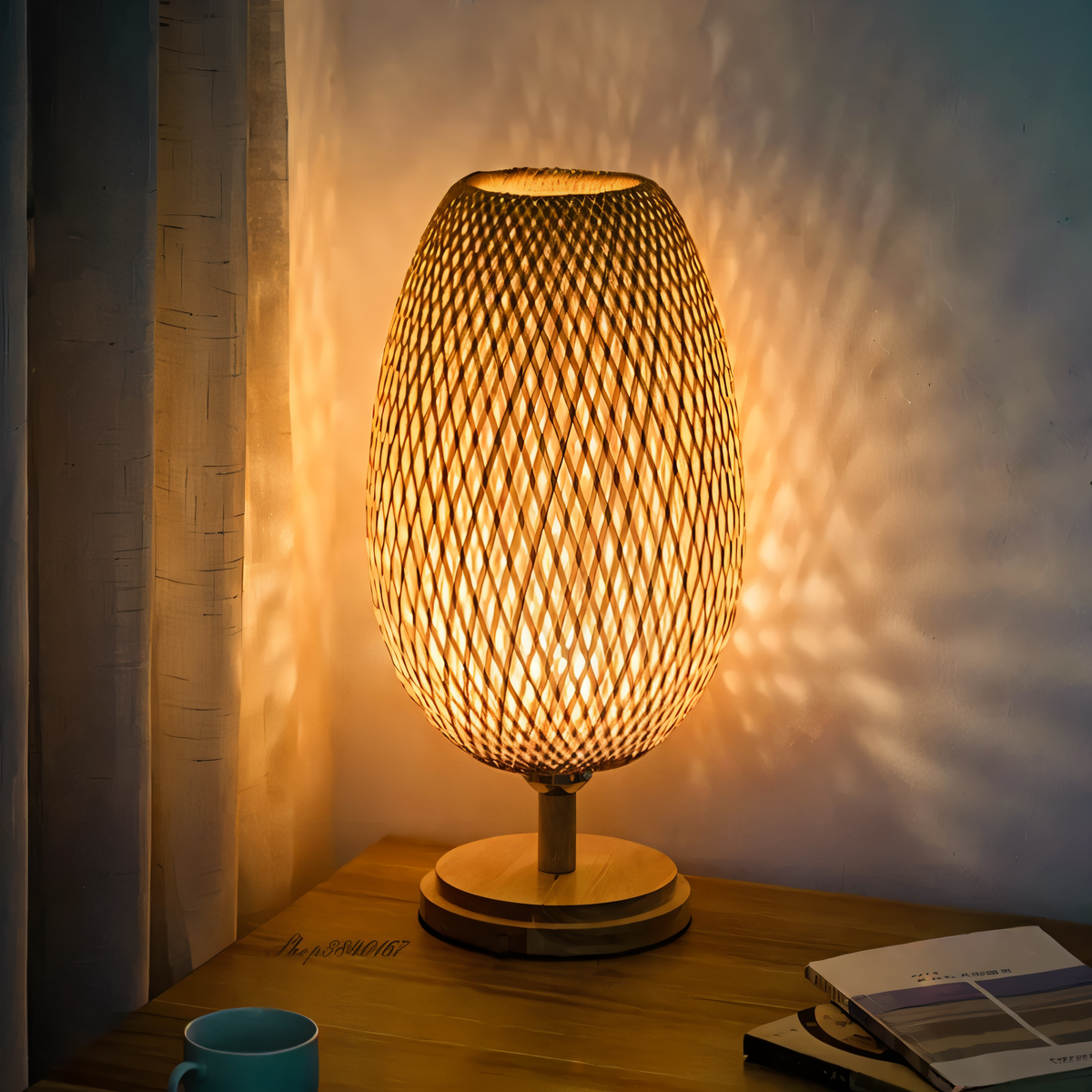 NatureHue Vintage Bamboe Tafellamp Creatieve Geweven Rieten Bureau Lamp