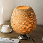 NatureHue Vintage Bamboe Tafellamp Creatieve Geweven Rieten Bureau Lamp