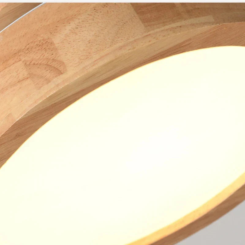 Ronde massieve houten plafondlamp – Scandinavische lamp voor woonkamer en gang