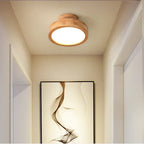 Ronde massieve houten plafondlamp – Scandinavische lamp voor woonkamer en gang