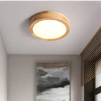 Ronde massieve houten plafondlamp – Scandinavische lamp voor woonkamer en gang