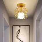 Moderne plafondlamp met gouden metalen raster - Stijlvolle verlichting voor de hal en de woonkamer
