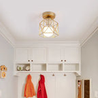 Moderne plafondlamp met gouden metalen raster - Stijlvolle verlichting voor de hal en de woonkamer