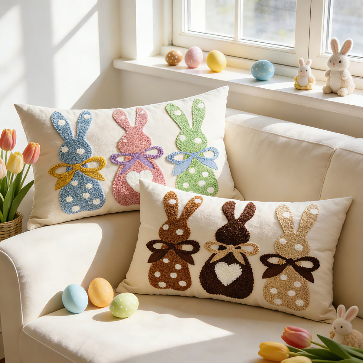 kussensloop met schattig konijntjesmotief Avosian