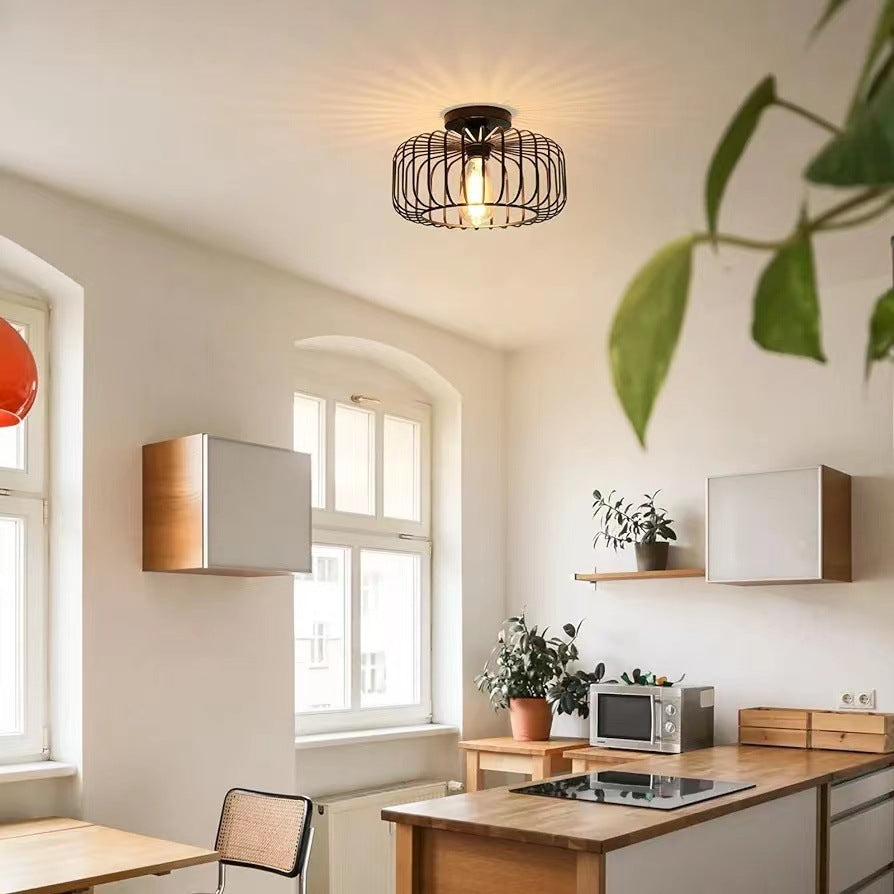 Moderne Industrie Vogelkooi Hanglamp Zwart
