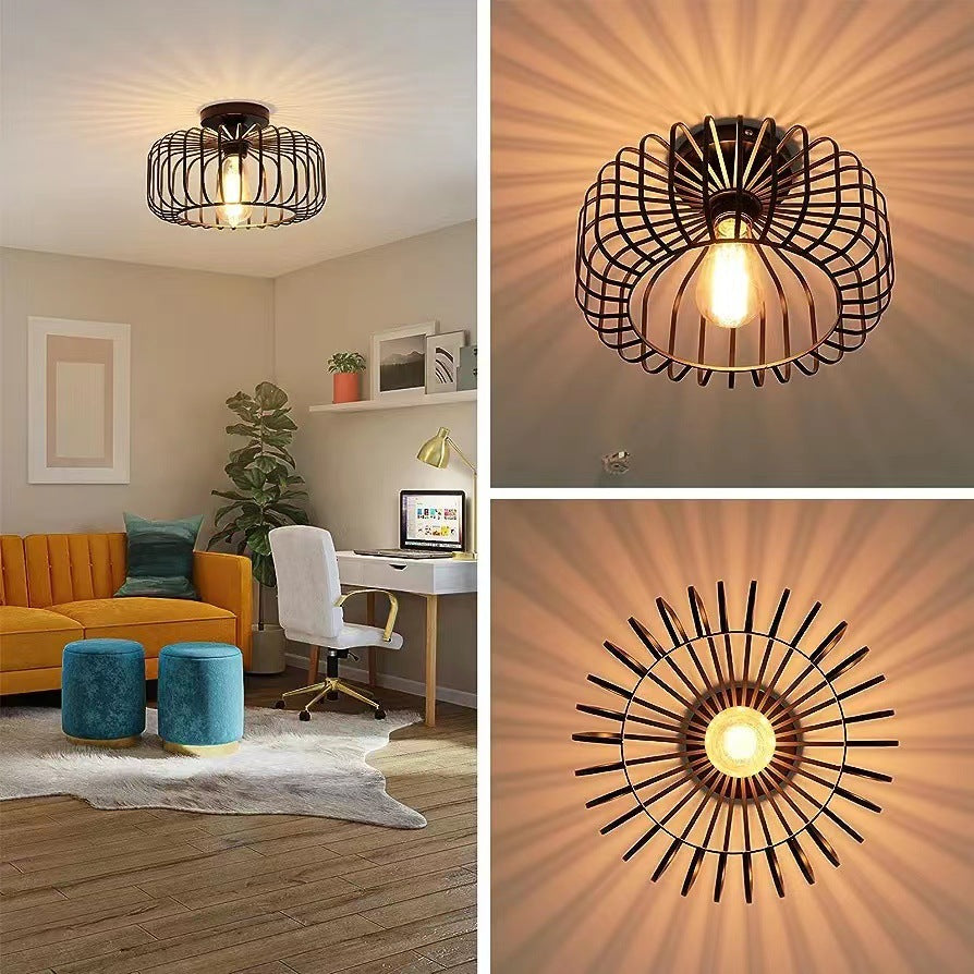 Moderne Industrie Vogelkooi Hanglamp Zwart
