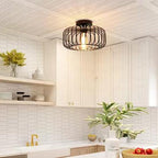 Moderne Industrie Vogelkooi Hanglamp Zwart