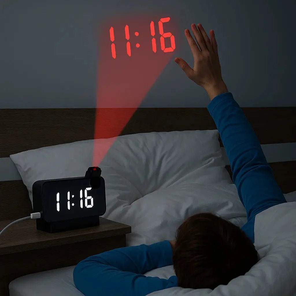 Avosian | Projectie alarmklok met spiegeleffect en groot LED-scherm