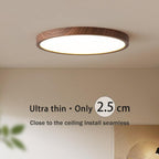 Moderne cirkelvormige plafondlamp met verstelbaar LED-licht in warme walnootkleur voor woonkamer en slaapkamer