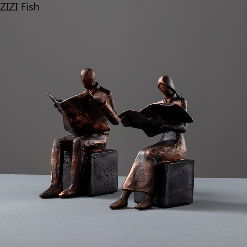 Reader Sculptuur Boekstandaard Boekondersteuning Abstracte Karakter Hars Standbeeld Bureau Decoratie Figuren Statuette Nordic Thuisdecoratie