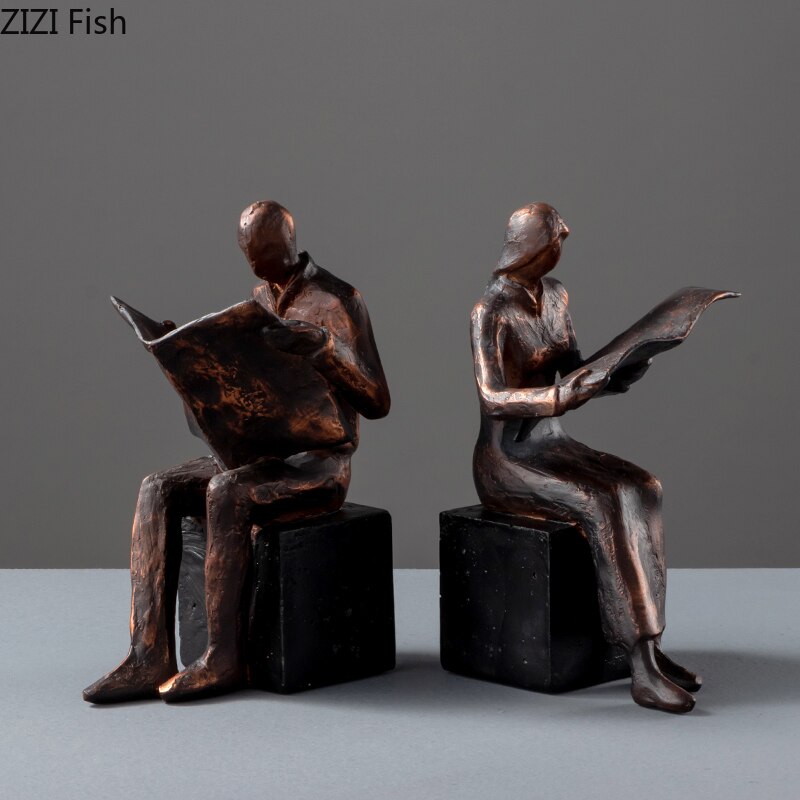 Reader Sculptuur Boekstandaard Boekondersteuning Abstracte Karakter Hars Standbeeld Bureau Decoratie Figuren Statuette Nordic Thuisdecoratie