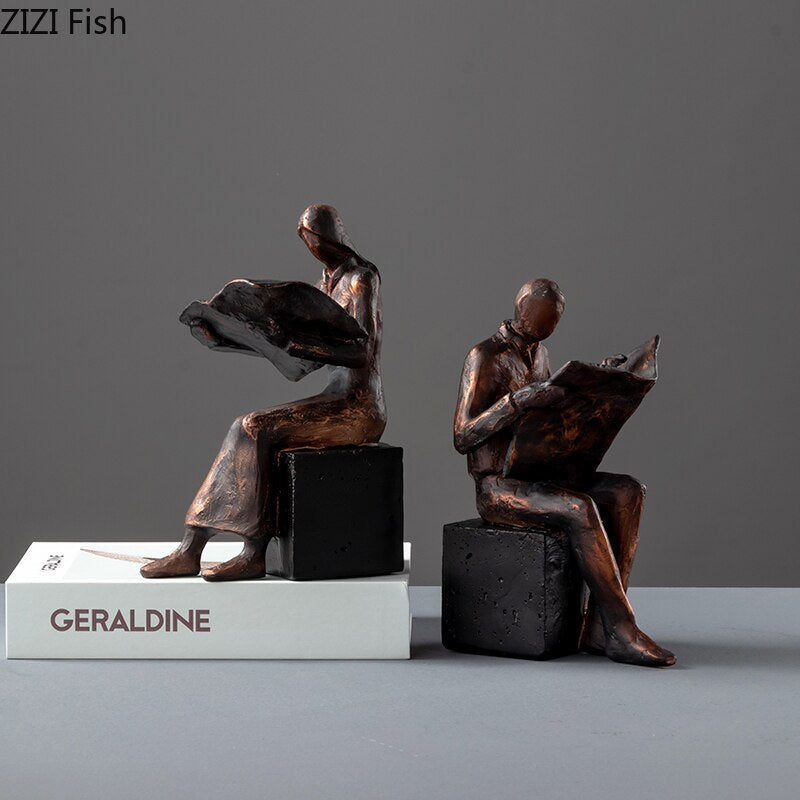 Reader Sculptuur Boekstandaard Boekondersteuning Abstracte Karakter Hars Standbeeld Bureau Decoratie Figuren Statuette Nordic Thuisdecoratie