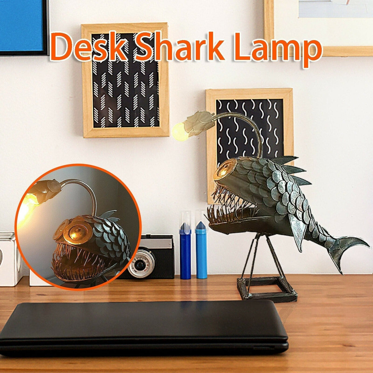 Retro Tafellamp Anglerfish Licht met Flexibele Lampenkop Artistieke Tafellampen voor Thuis Bar Café Huis Kunst Decoratieve Ornamenten