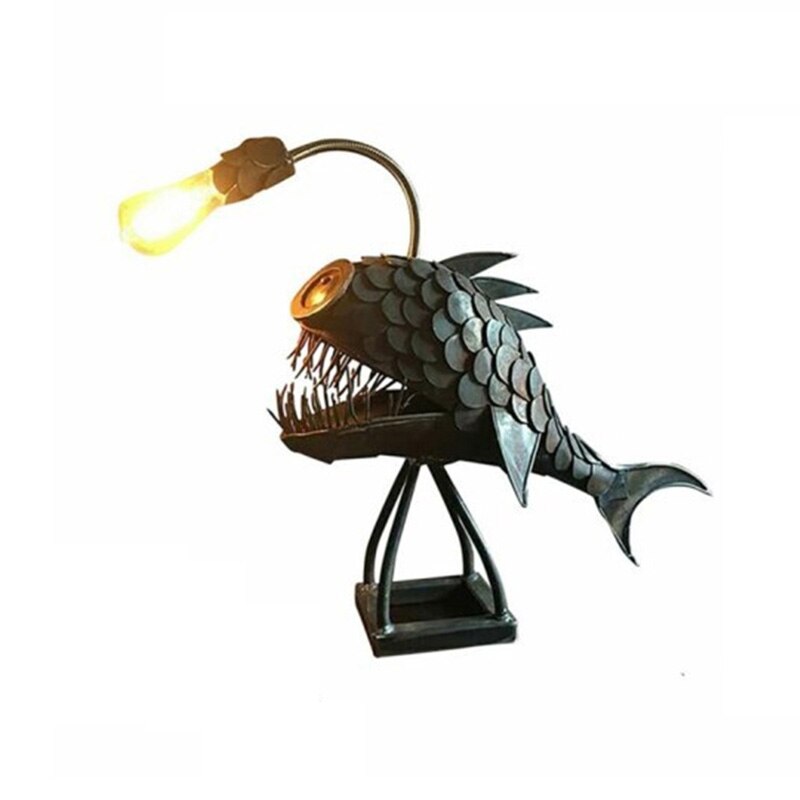 Retro Tafellamp Anglerfish Licht met Flexibele Lampenkop Artistieke Tafellampen voor Thuis Bar Café Huis Kunst Decoratieve Ornamenten