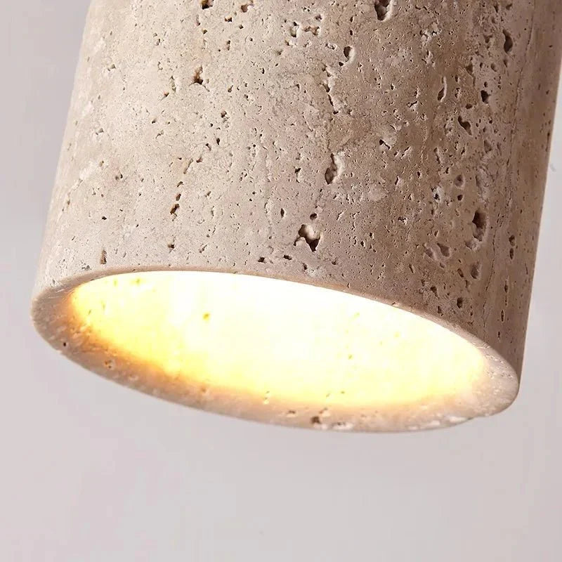 Travertine plafondlamp - verfijnde elegantie - zacht licht - uniek ontwerp
