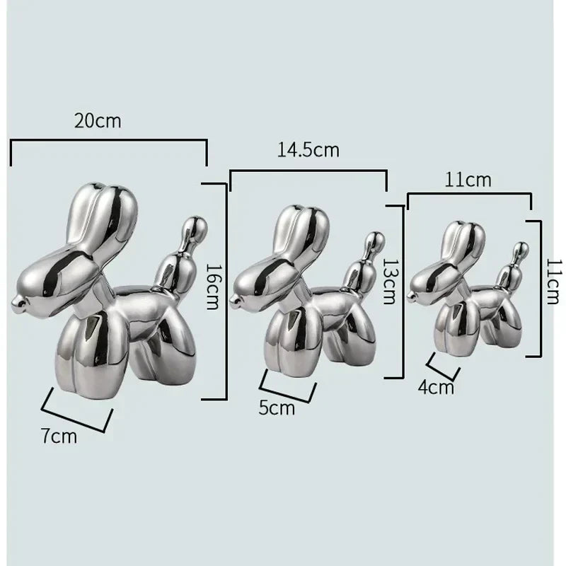 Nordic Keramische Ballon Hond Sculptuur Gouden Dier Decoraties Standbeeld Woonkamer Ornamenten Creatief Bureau Ornament Thuis Decor