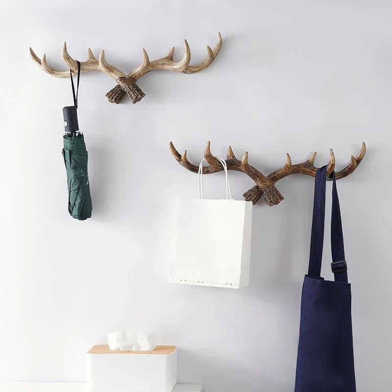 Noordse Vintage Gewei Decoratieve Haken Wandhanger Kleding en Hoeden Haken Hoogwaardige Woondecoratie Gewei Hars Standbeeld Ambacht