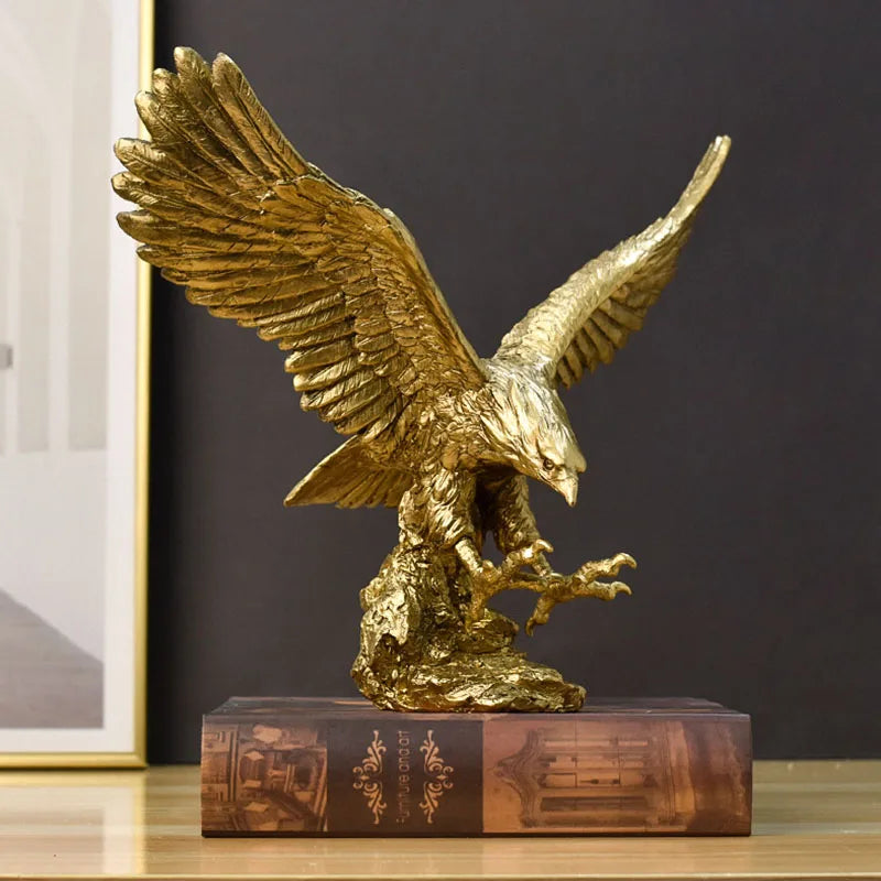 Hars Gouden Arend Standbeeld Kunst Dier Model Collectie Ornament Huis Kantoor Bureau Feng Shui Decor Figuren eenvoudig