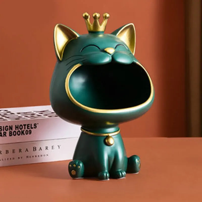 Fortune Crown Big Mouth Kat Toegang Sleutelhanger Decoratief Ornament, Licht Luxe Huiswarming Geschenk Beeldhouwwerk