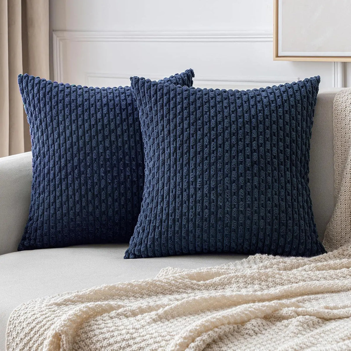 Zachte Ribbel Velours Decoratieve Kussen met Strepen in Boho Stijl voor Sofa en Bed