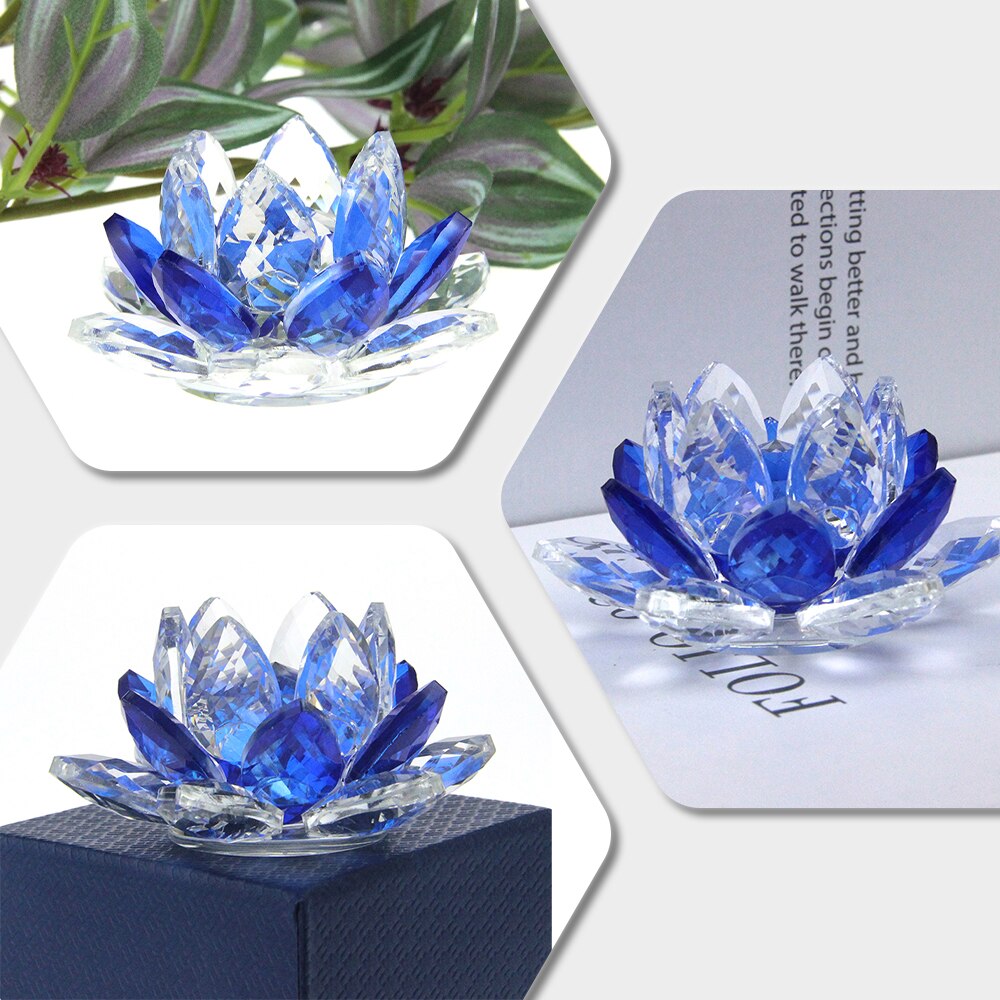 Kristal Lotus Bloem Ambacht Glas Papiergewicht Huis Decoratie Ornamenten Figuren Huis Bruiloft Feest Decoratie Cadeaus Souvenir