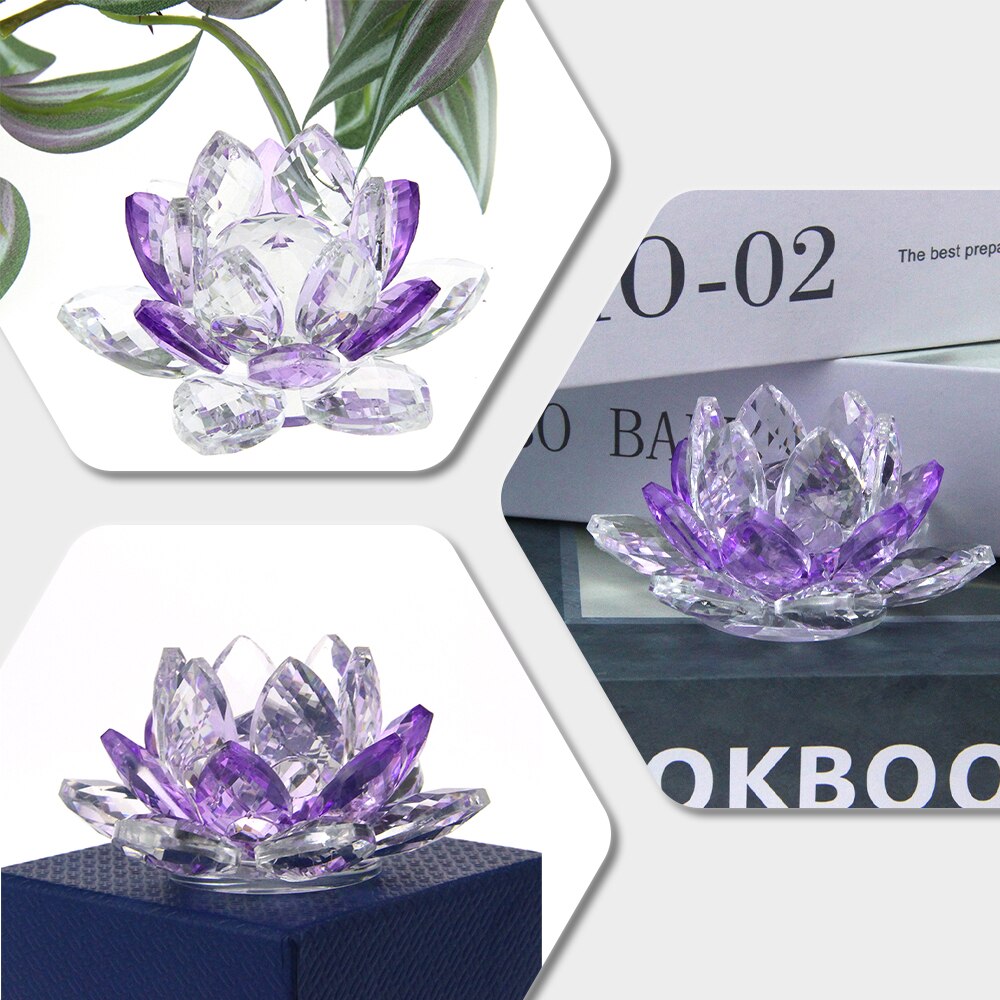 Kristal Lotus Bloem Ambacht Glas Papiergewicht Huis Decoratie Ornamenten Figuren Huis Bruiloft Feest Decoratie Cadeaus Souvenir