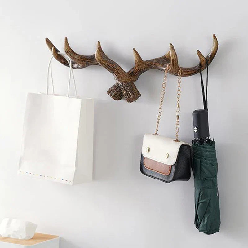 Noordse Vintage Hertenbock Decoratieve Haakjes Wanddecoratie Kleding en Hoeden Haken Hoge Kwaliteit Woondecoratie Hertenbock Hars Standbeeld Ambacht
